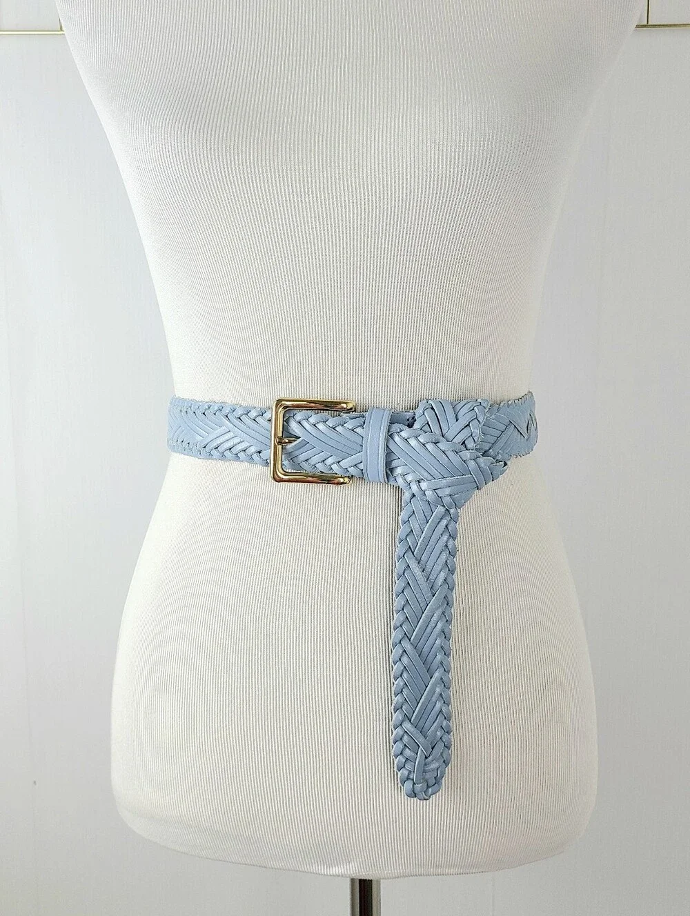 J. Crew Powder Blue Woven Braided Genuine Leather Belt